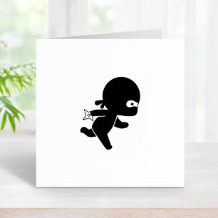 Tiny Ninja Running 1x1 Rubber Stamp