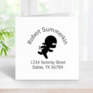 Tiny Ninja Running Arch Address Rubber Stamp