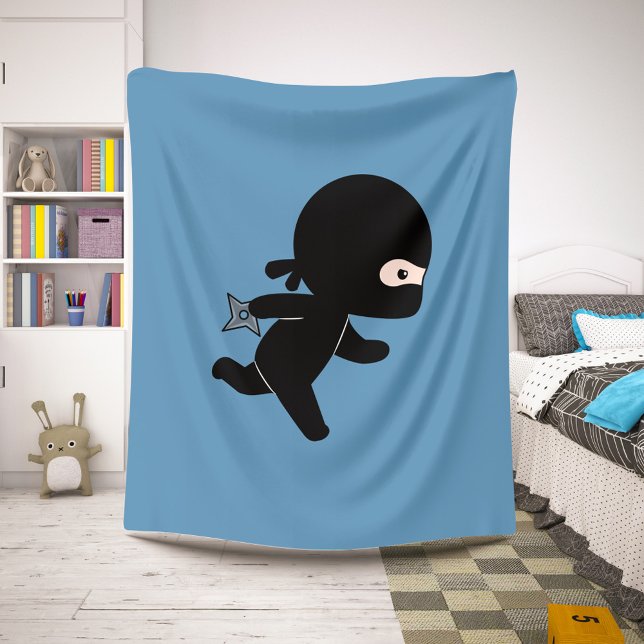 Tiny Ninja Running on Blue Sherpa Blanket (Creator Uploaded)