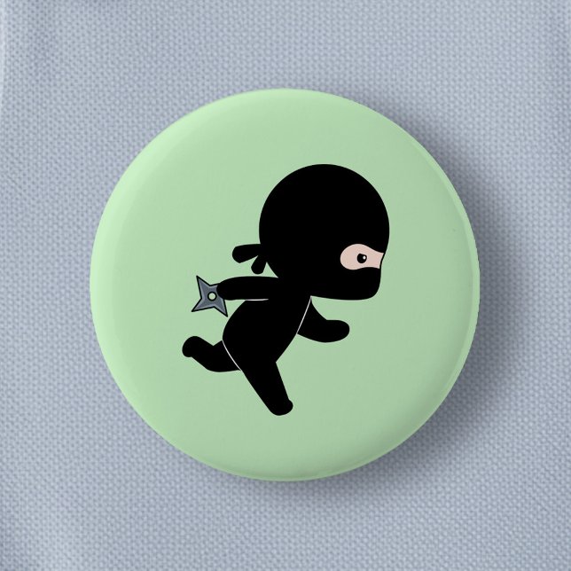 Tiny Ninja Running on Green 6 Cm Round Badge (Creator Uploaded)