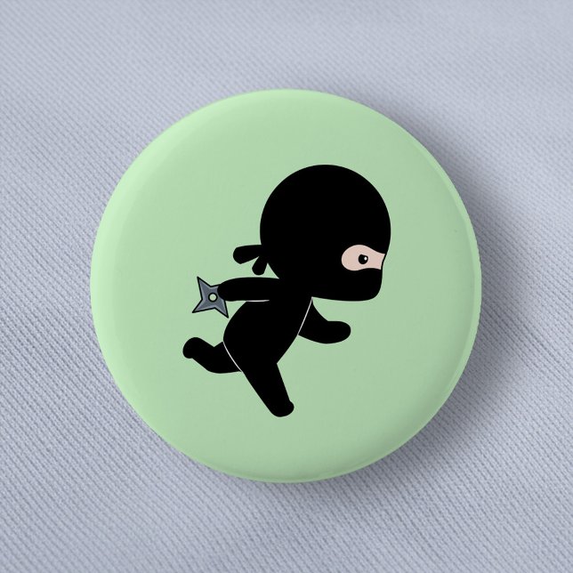 Tiny Ninja Running on Green 6 Cm Round Badge (Creator Uploaded)