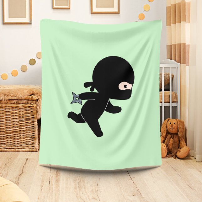 Tiny Ninja Running On Green Fleece Blanket (Creator Uploaded)