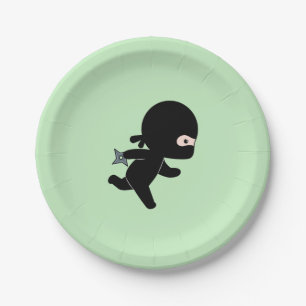 Tiny Ninja Running on Green Paper Plate