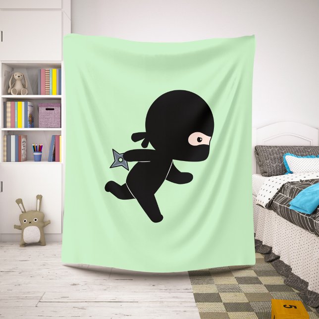 Tiny Ninja Running on Green Sherpa Blanket (Creator Uploaded)