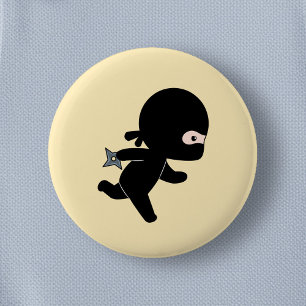 Tiny Ninja Running on Yellow 6 Cm Round Badge