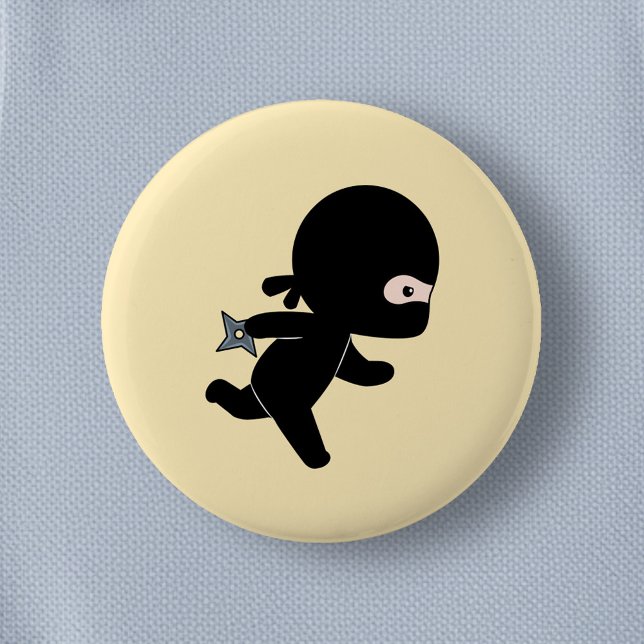 Tiny Ninja Running on Yellow 6 Cm Round Badge (Creator Uploaded)