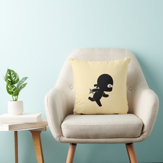 Tiny Ninja Running On Yellow Cushion (Chair)