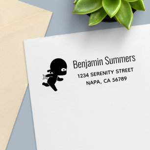 Tiny Ninja Running Return Address Self-inking Stamp