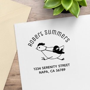 Tiny Ninja Taming Chicken Arch Address Rubber Stamp