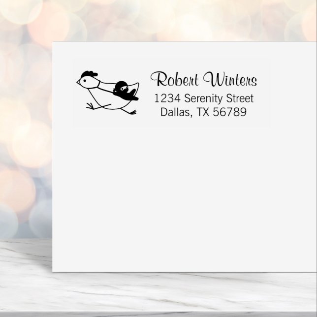 Tiny Ninja Taming Running Chicken Address Self-inking Stamp (Creator Uploaded)