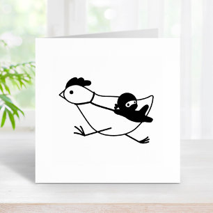 Tiny Ninja Taming Running Chicken Rubber Stamp