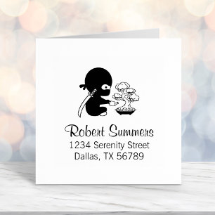 Tiny Ninja Watering Bonsai Tree Address Self-inking Stamp