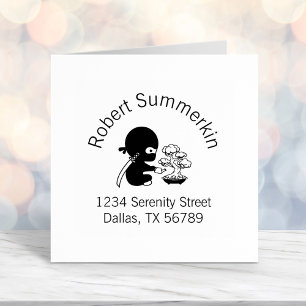 Tiny Ninja Watering Bonsai Tree Arch Address Self-inking Stamp