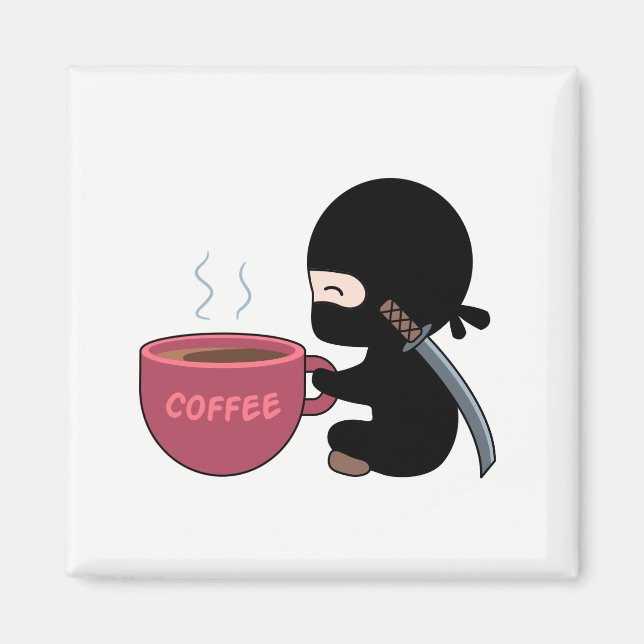 Tiny Ninja with Large Coffee Mug Magnet (Front)