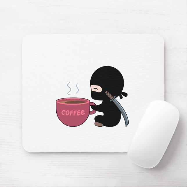 Tiny Ninja with Large Coffee Mug Mouse Mat (With Mouse)