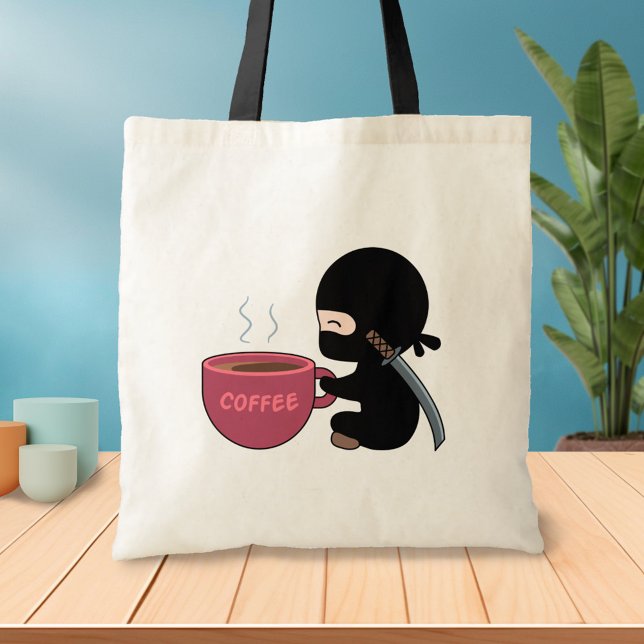 Tiny Ninja with Large Coffee Mug Tote Bag (Creator Uploaded)