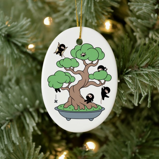 Tiny Ninjas in Bonsai Tree Ceramic Tree Decoration (Tree)