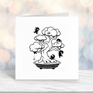 Tiny Ninjas in Bonsai Tree Self-inking Stamp