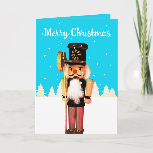 Tiny Nutcracker Merry Christmas Blank Card (Front)