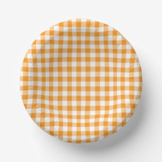 Tiny Orange and White Gingham Paper Plate
