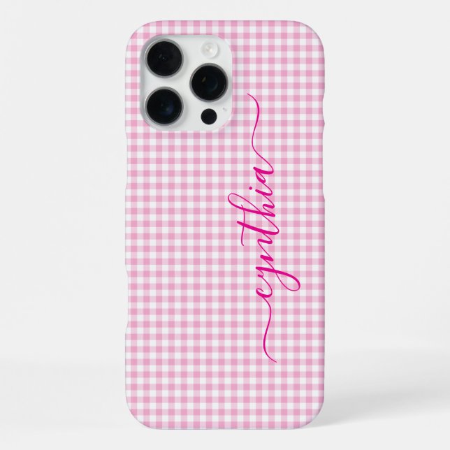 Tiny Pale Pink Gingham Signature iPhone Case (Back)