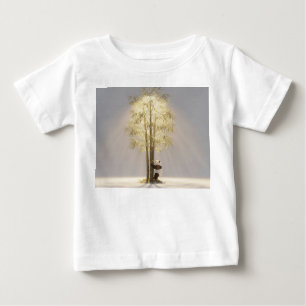 Tiny Panda Inside Dewy Lotus Flower Baby T-Shirt