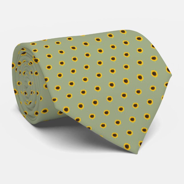 Tiny Pattern Sunflower Wedding Tie (Rolled)