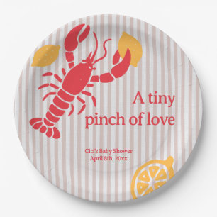 Tiny Pinch Of Love Lobster Lemon Girl Baby Shower Paper Plate