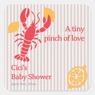 Tiny Pinch Of Love Lobster Lemon Girl Baby Shower Square Sticker