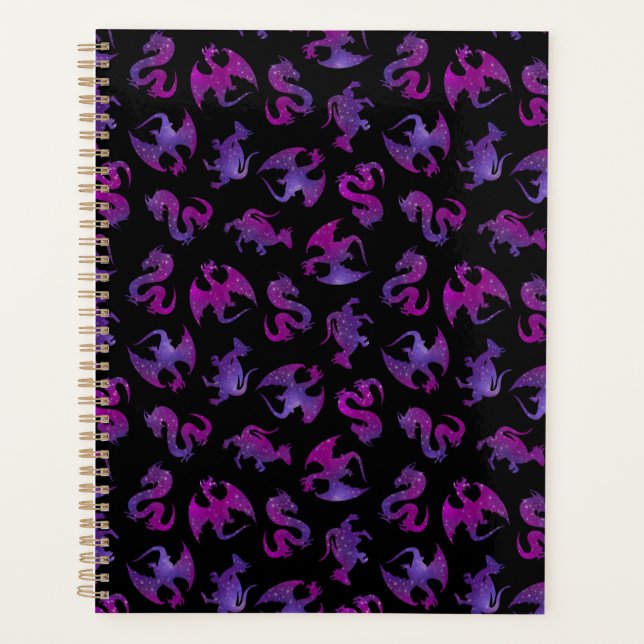 Tiny Pink and Purple Space Dragons Planner (Front)