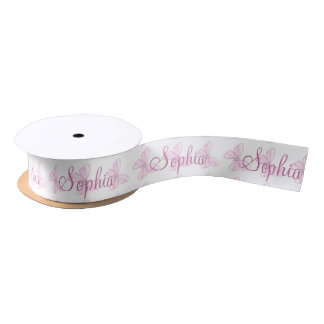 Tiny Pink Butterfly Personalised Satin 1.5 Ribbon