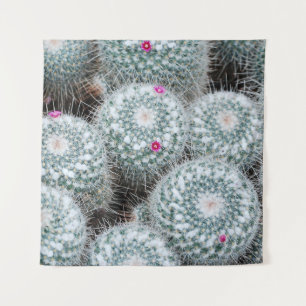 Tiny Pink Flowers Cactus Plants Tapestry