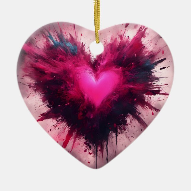 Tiny Pink Heart Ceramic Tree Decoration (Front)