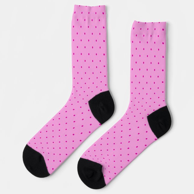 Tiny Pink Polka Dots Pattern on Lighter Pink Socks (Left)