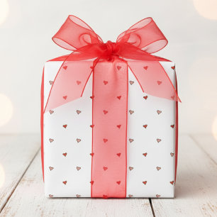 Tiny Pink Red Hearts Minimal Valentine's Day Wrapping Paper