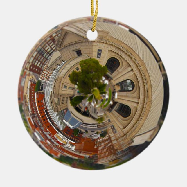 Tiny Planet Union Station Kansas City MO. Ceramic Tree Decoration (Front)