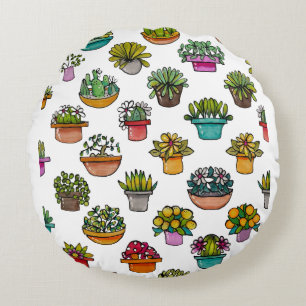 Tiny Plants In Pots Baby Burp Cloth Round Cushion