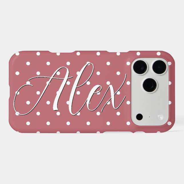 Tiny Polka Dot Blush Pink White Dots (Back (Horizontal))