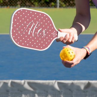 Tiny Polka Dot Blush Pink White Dots Pickleball Paddle