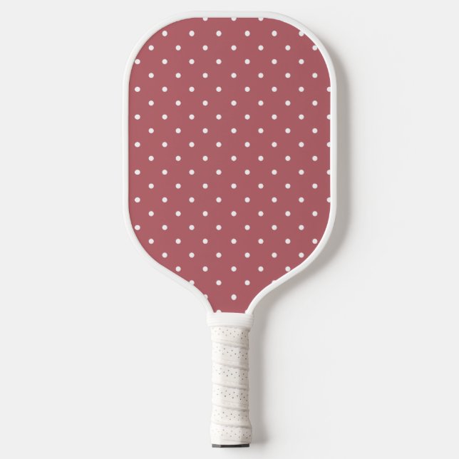 Tiny Polka Dot Blush Pink White Dots Pickleball Paddle (Front)