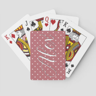Tiny Polka Dot Blush Pink White Dots Playing Cards