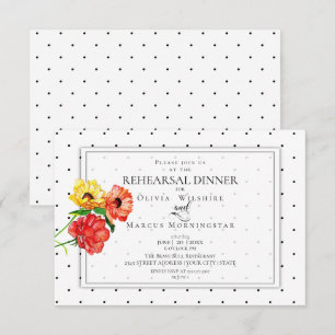 Tiny Polka Dots Bold Red and Yellow Flowers Invitation