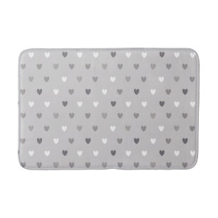 Tiny polka hearts in shades of gray bath mat
