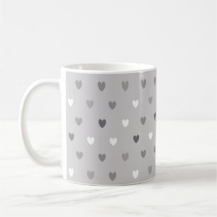 Tiny polka hearts in shades of gray coffee mug