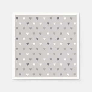 Tiny polka hearts in shades of gray napkin