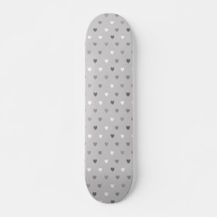 Tiny polka hearts in shades of gray skateboard