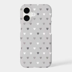 Tiny polka hearts in shades of grey