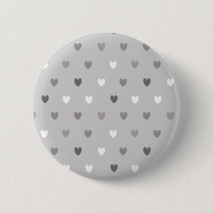 Tiny polka hearts in shades of grey 6 cm round badge