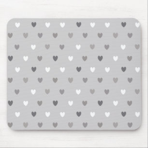 Tiny polka hearts in shades of grey mouse mat