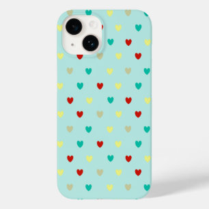 Tiny polka hearts on seafoam green Case-Mate iPhone 14 case